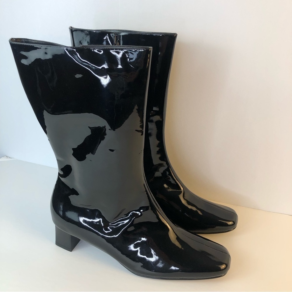 Vintage Black Patent Ankle Boots